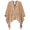 Max Mara Monogram-pattern Wool Poncho In Neutrals