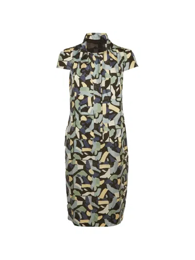 Pre-owned Max Mara Cape-sleeve Satin Mini Dress In Black