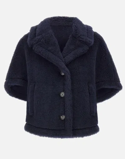Max Mara Blue Silk Wool Coat