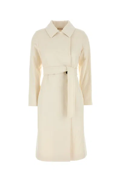 Max Mara Cappotto Bcollag In Lana Bianca Donna In Nude