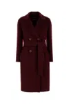 Max Mara Cappotto Canneti Bordeaux In Cashmere E Lana Donna