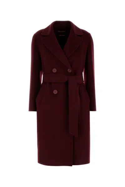 Max Mara Cappotto Canneti Bordeaux In Cashmere E Lana Donna