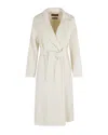Max Mara Studio Belted Wool Blend Wrap Coat In White