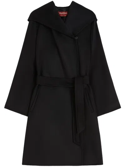 Max Mara Cappotto Con Cappuccio In Lana In Blue
