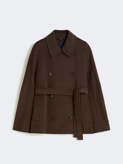 Max Mara Cappotto Crop Doppiopetto In Pura Lana In Brown