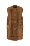 Max Mara Caramel Shearling Effige Sleeveless Coat