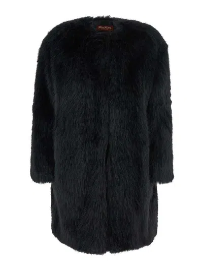 Max Mara Cappotto   In Faux Fur In Black