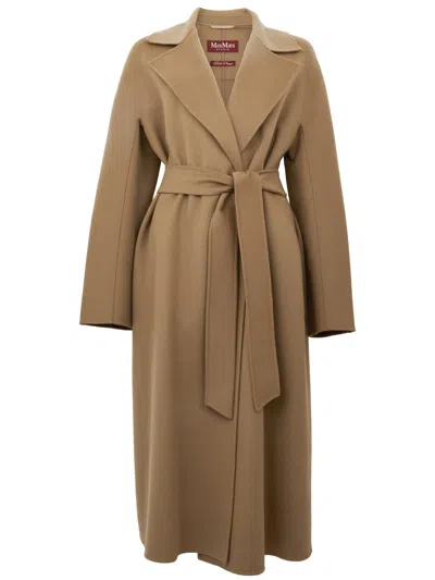 Max Mara Cappotto Lungo Cles Con Cintura In Vita Cammello  Studio In Brown