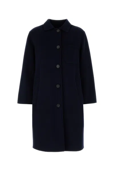 Max Mara Cappotto Zenone In Lana Blu Notte  Donna In Multi