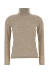Max Mara Cashmere Turtleneck Sweater Ribbed Long Sleeves In Neutral