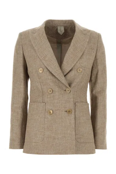 MAX MARA CAPPUCCINO LINEN BLEND TARGA BLAZER