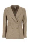 Max Mara Linen Blend Targa Blazer With Button Detailing In Brown
