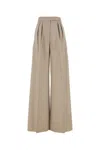 Max Mara Cappuccino Wool Entrata Palazzo Pant In Brown