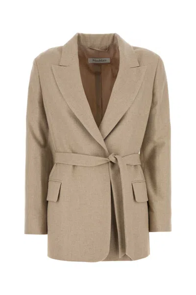 Max Mara Cappuccino Wool-blend Randers Blazer In Beige O Tan
