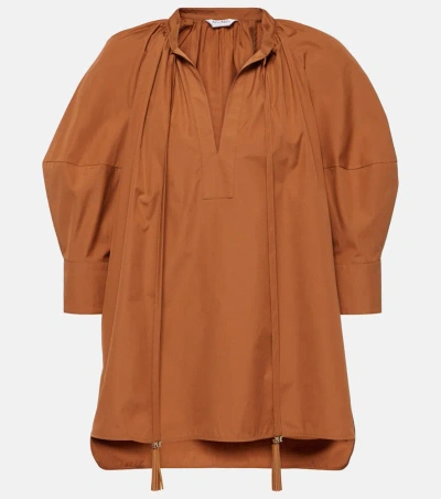 Max Mara Capri Cotton Poplin Blouse In Brown