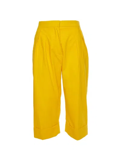 Pre-owned Max Mara Capri Pleated Trousers In Yellow