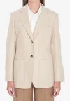 Max Mara Women's Sand Mosa Single-breasted Linen-cotton Blend Blazer In Multi