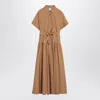 Max Mara Agoraio Belted Eyelet-embellished Cotton-poplin Midi Shirt Dress In Cream