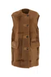 Max Mara Caramel Shearling Effige Sleeveless Coat