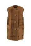 Max Mara Caramel Shearling Effige Sleeveless Coat