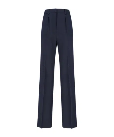 Max Mara Carbone Pleated Trousers In Blue