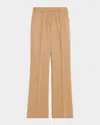 Max Mara Carbone Pleated Wool Straight-leg Trousers In Brown