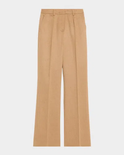 MAX MARA CARBONE PLEATED WOOL STRAIGHT-LEG TROUSERS