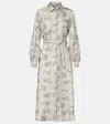 Max Mara Carbone Printed Silk Midi Dress In Sand