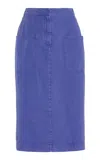 Max Mara Cardiff Cotton Canvas Midi Pencil Skirt In Purple