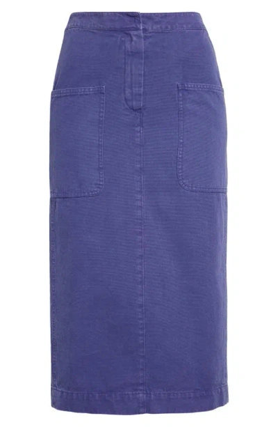 Max Mara Cardiff Cotton Canvas Midi Pencil Skirt In Violet