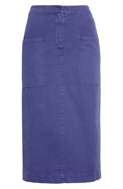 Max Mara Cardiff Cotton Canvas Midi Pencil Skirt In Purple