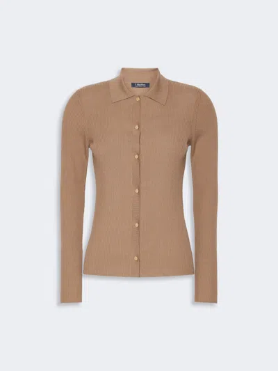 Max Mara Cardigan Ajusté En Fil De Laine In Brown