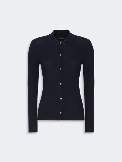 Max Mara Cardigan Ajusté En Fil De Laine In Blue