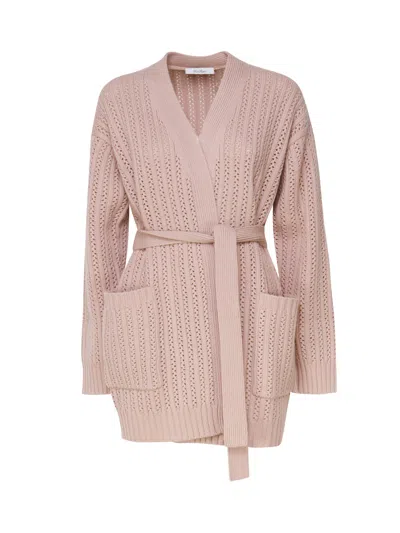 Max Mara Balzac Wool-cashmere Wrap Cardigan In Powder