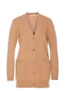 Max Mara Sequin Embellished Wool Cashmere Cardigan In Beige