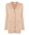 Max Mara Sequin Embellished Wool Cashmere Cardigan In Beige