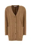 Max Mara Twisted Knitted Cashmere Wool Cardigan In Brown