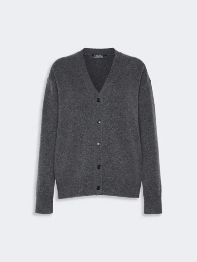 Max Mara Cardigan Classique En Laine Et Cachemire In Gris Moyen