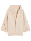 Max Mara Hooded Sweater With Button-detail Sleeves In Wool-cashmere Blend In Neutral