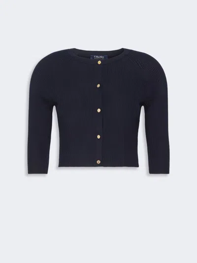 Max Mara Cardigan Court En Fil De Laine In Blue
