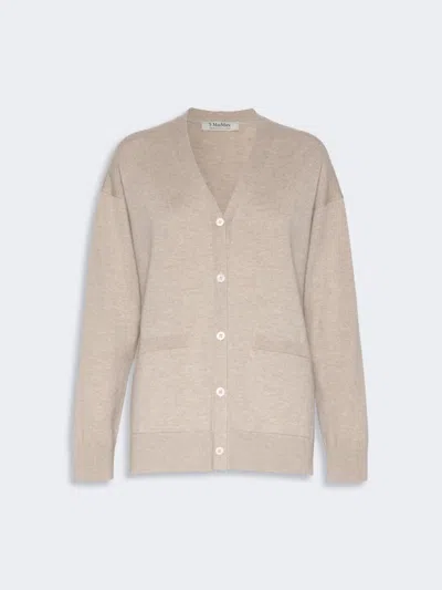 Max Mara Cardigan En Fil De Laine In Beige