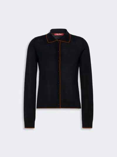 Max Mara Cardigan En Fil De Laine Et Soie In Black