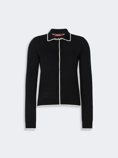 Max Mara Cardigan En Fil De Laine Et Soie In Black
