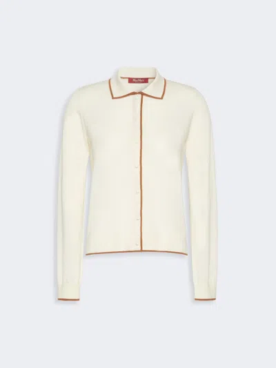 Max Mara Cardigan En Fil De Laine Et Soie In White