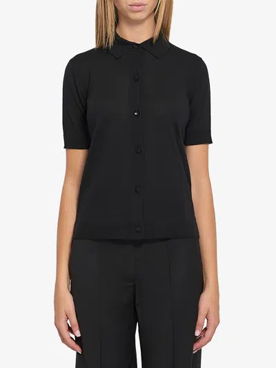 Max Mara Cardigan In Fine Wool In Black