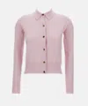 Max Mara Knit Cardigan Mixed Yarn Ribbed Trim In Pink