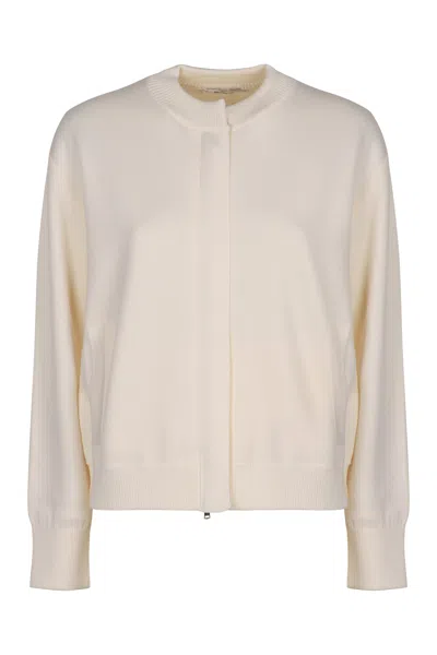Max Mara Cardigan In Wool In White