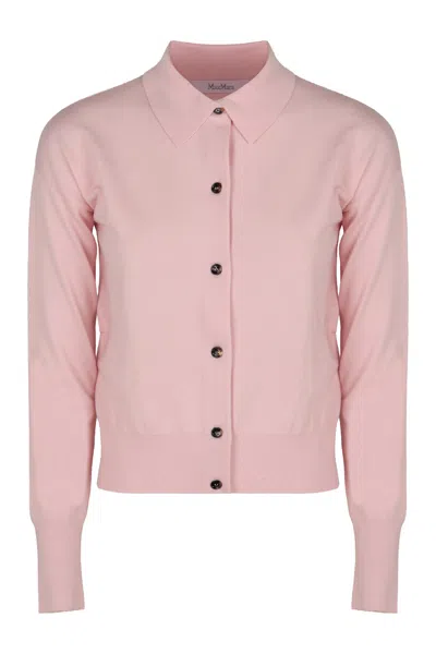 Max Mara Cardigan In Wool In Pink