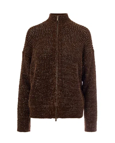 Max Mara Long-sleeved Knitted Shirt In Brown