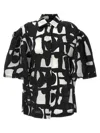 Max Mara Carella Abstract-print Puff-sleeve Collared Shirt In Black
